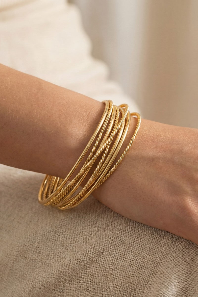 Preorder Mixed Dainty Metallic Bangle Bracelets Set