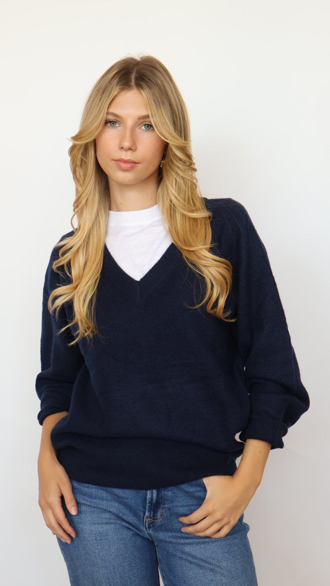 V Neck Knit Pullover Sweater