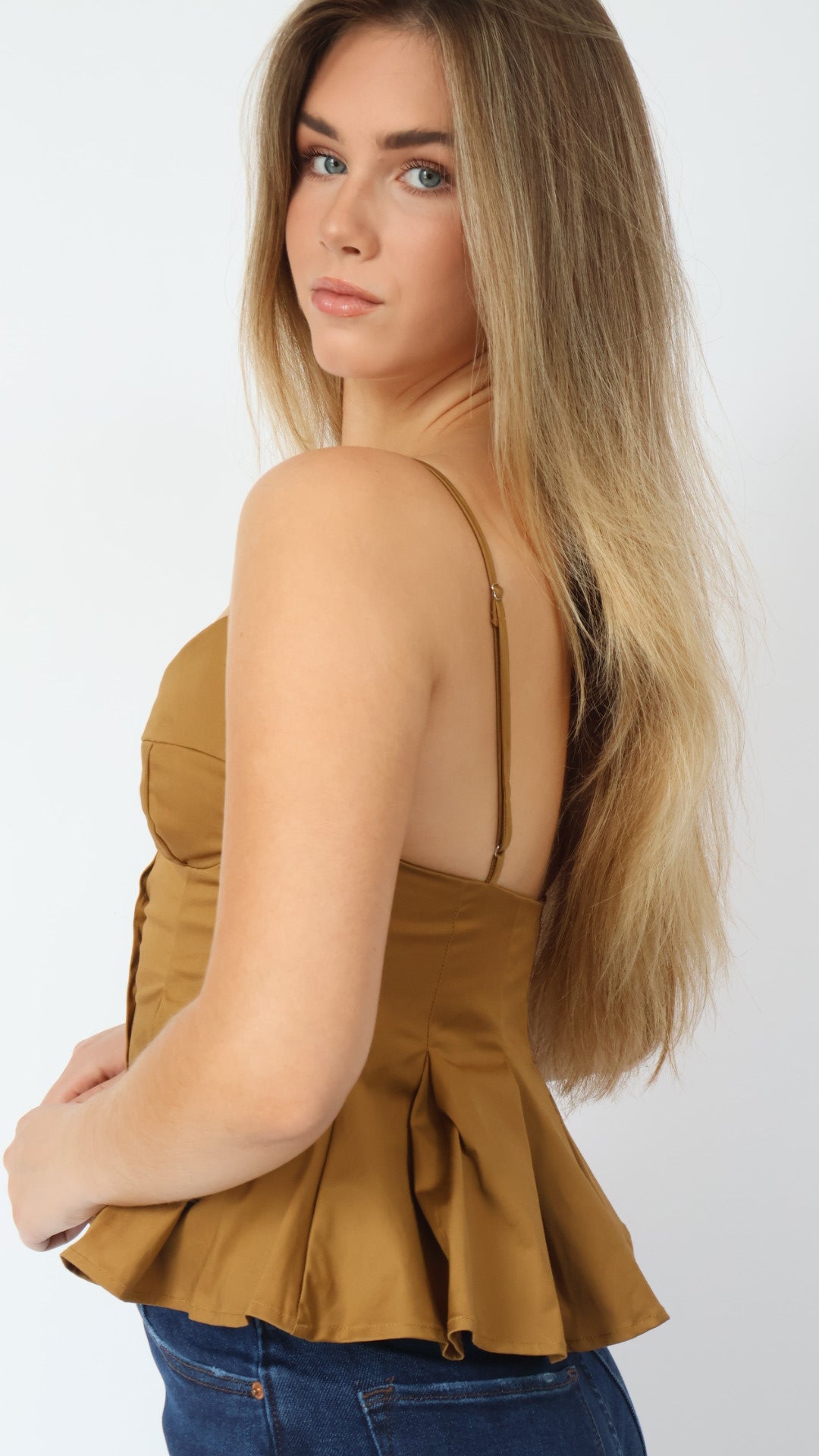 Button Front Bustier Top