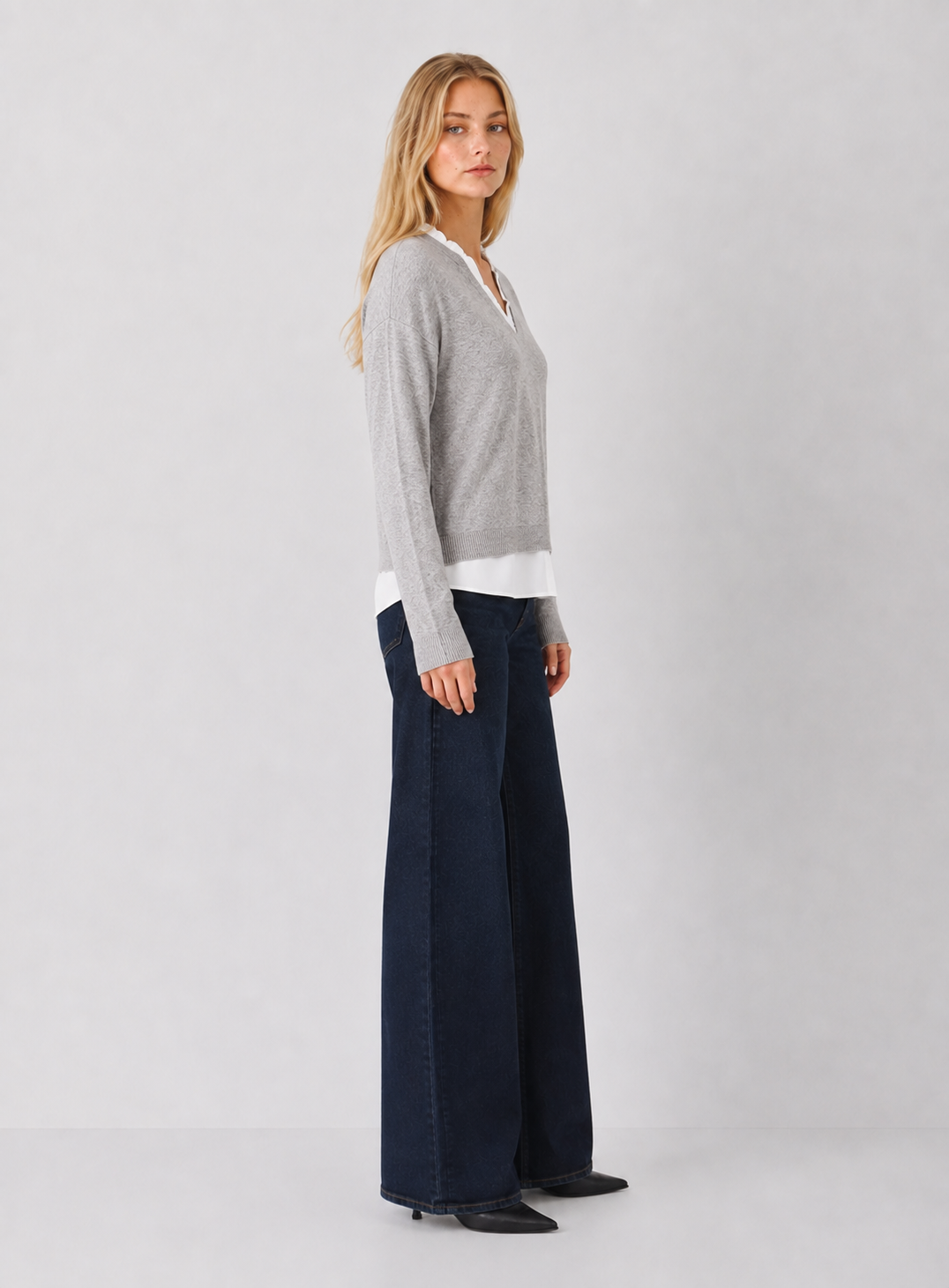 V-Neck Double Layer Sweater