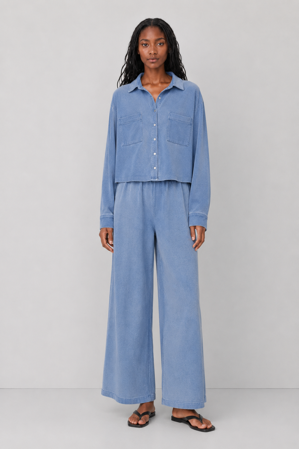 Z Supply Cropped Reese Denim Button Up