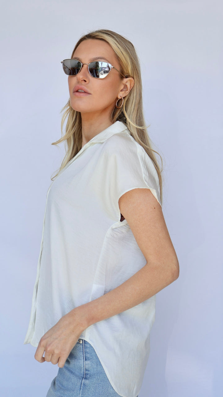 Short Sleeve Button Down Blouse