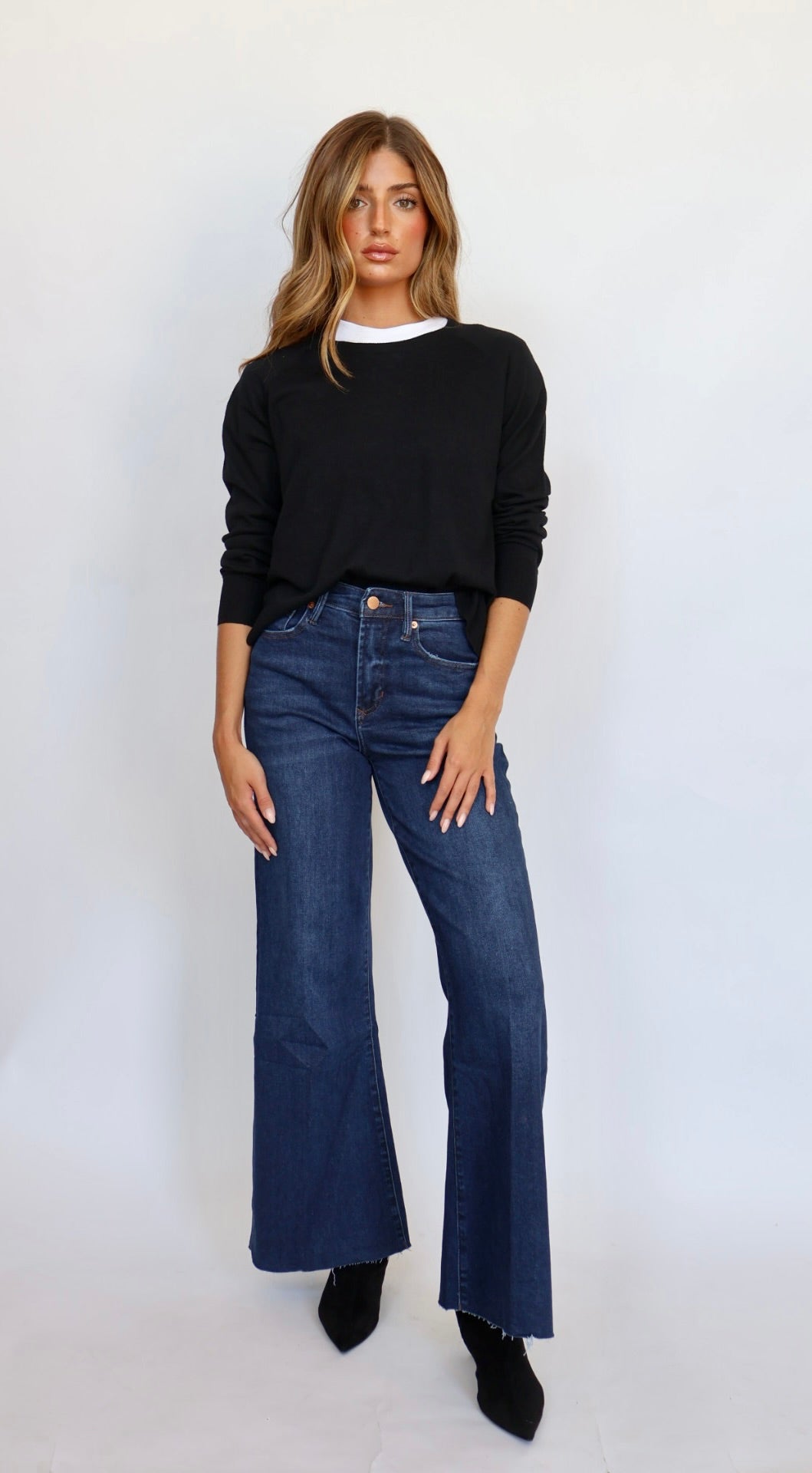 Dear John Denim Fiona Wide Leg Jeans Dark Knight