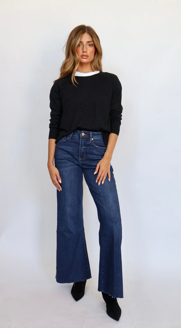 Dear John Denim Fiona Wide Leg Jeans Dark Knight