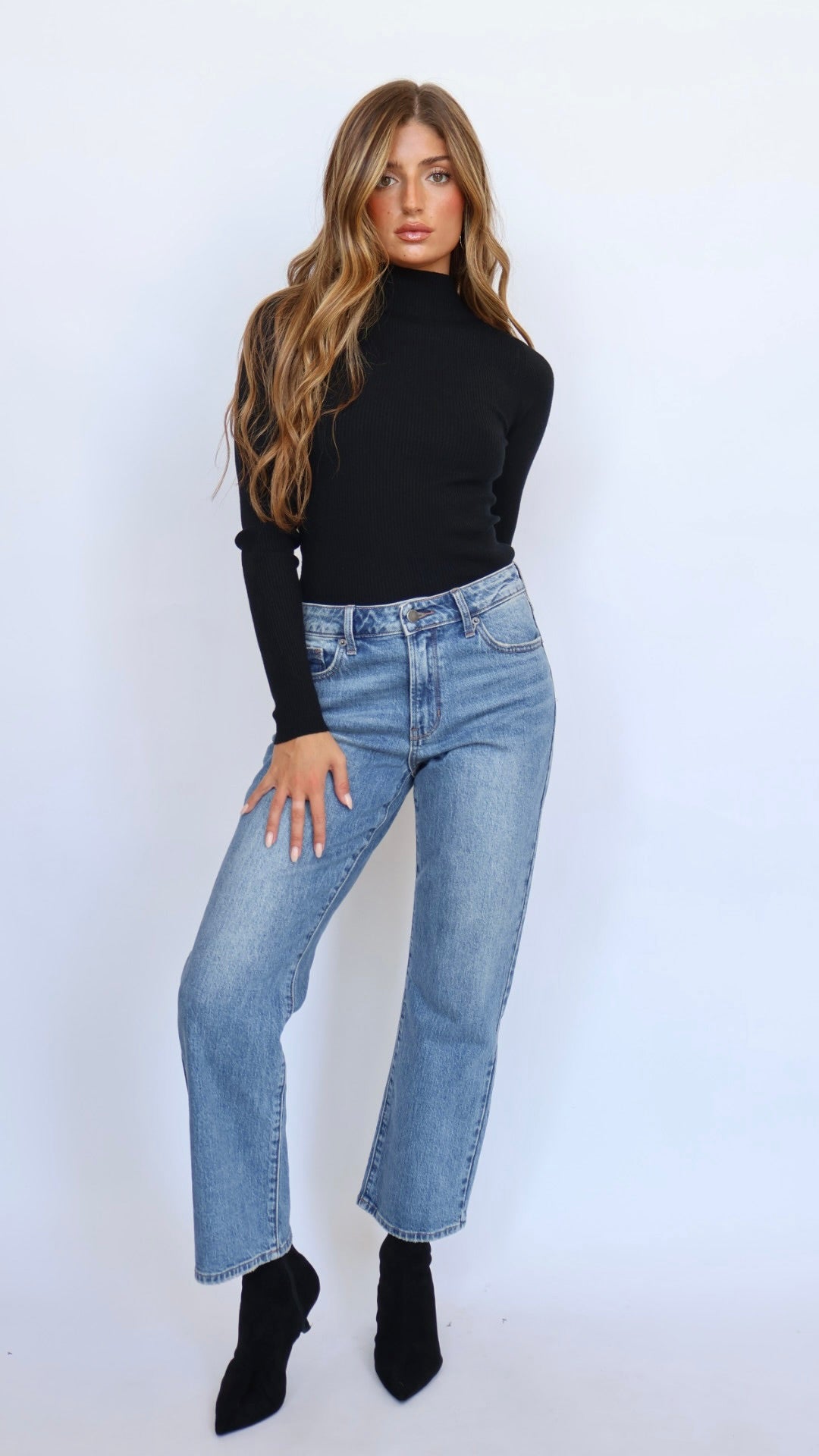 Just Black Denim 90's Stretch Straight Leg Jeans