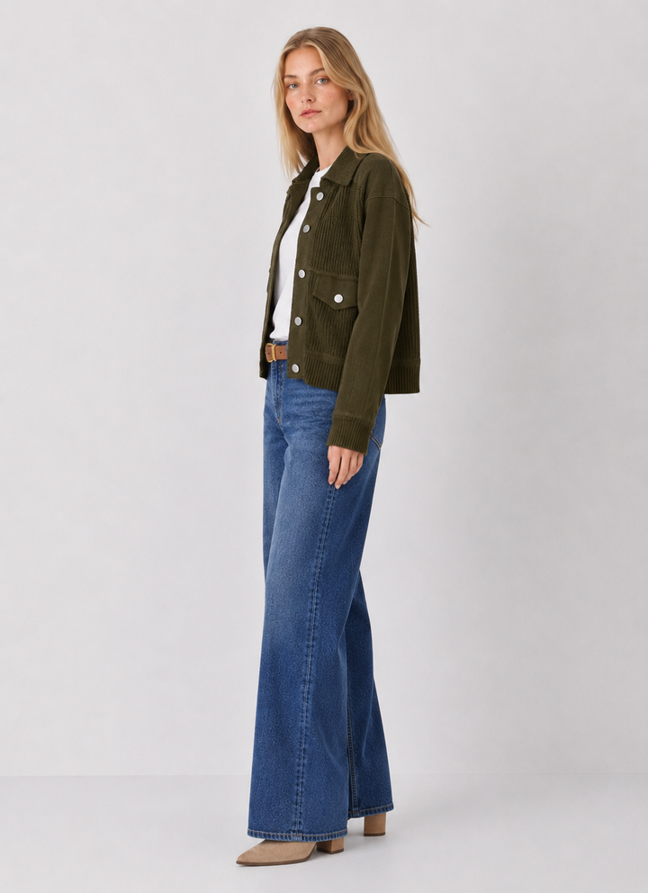 Elan Arden Mixed Knit Jacket