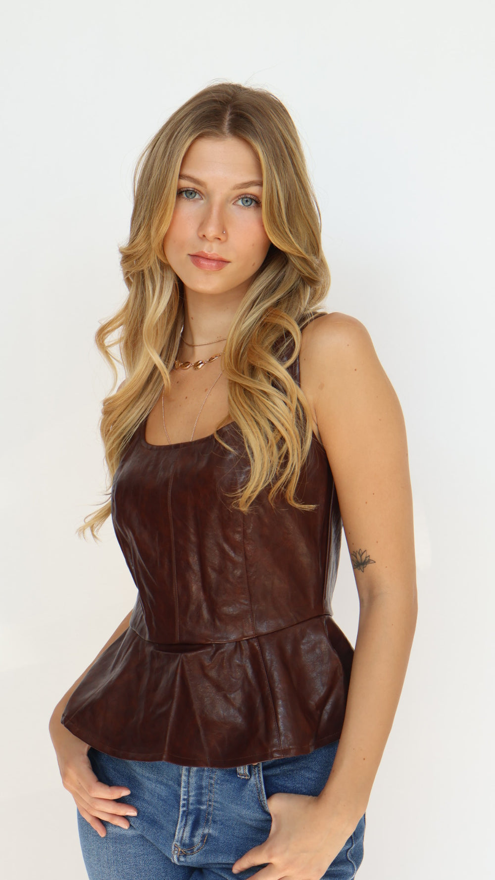 Lost + Wander Valor of Venus Top – Vegan Leather Peplum