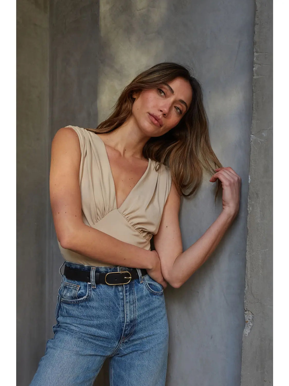 V Neck Sleeveless Bodysuit