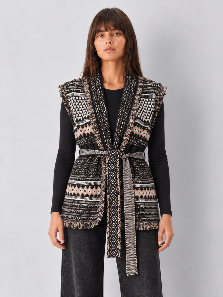 Elan Belted Open Knit Vest