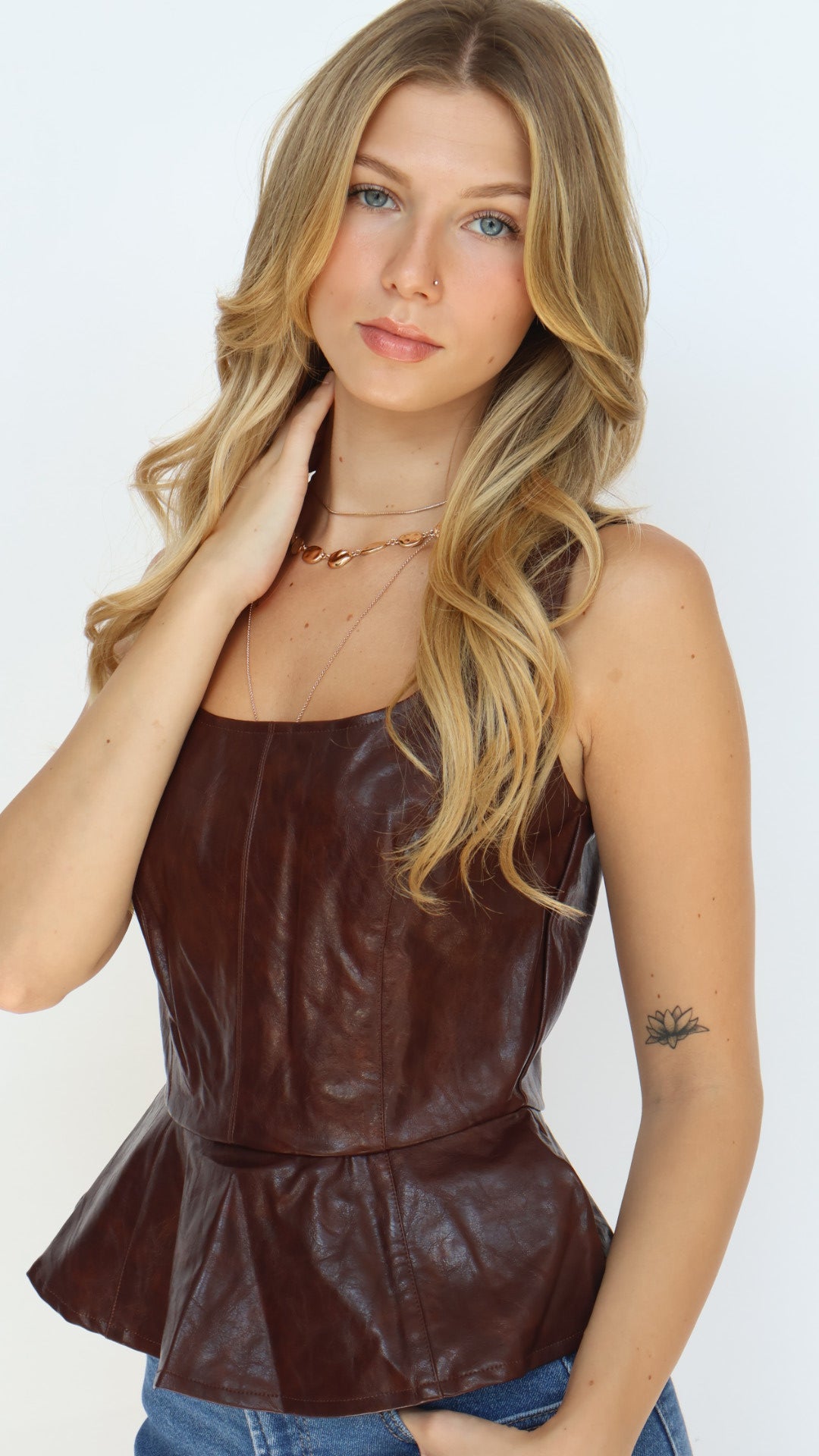 Lost + Wander Valor of Venus Top – Vegan Leather Peplum