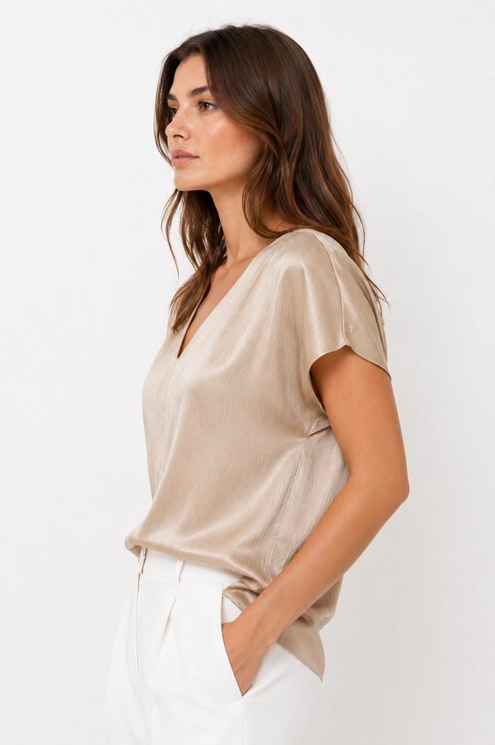 Pleated Cap Sleeve Top