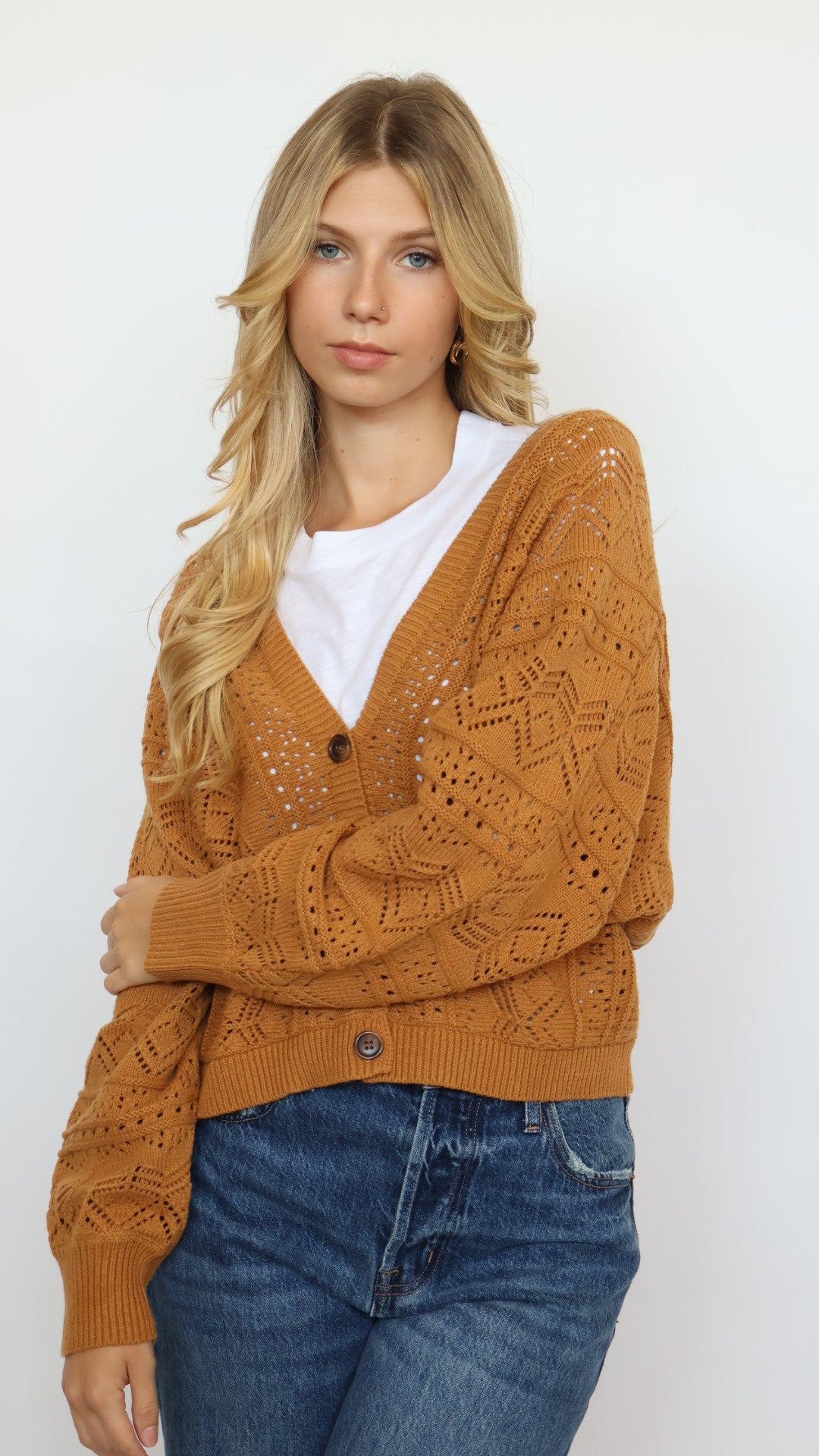 Crochet V Neck Cardigan
