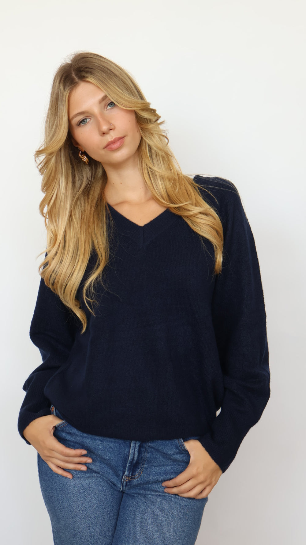 V Neck Knit Pullover Sweater