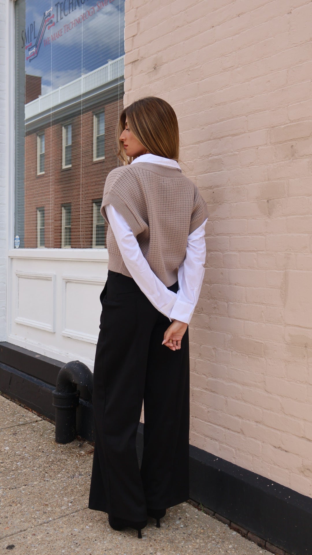 Staple Pintuck Tab Front Wide Leg Trouser