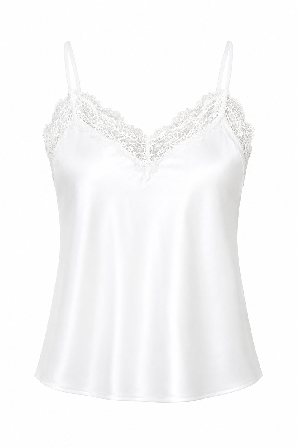 Satin V-Neck Lace Trim Cami