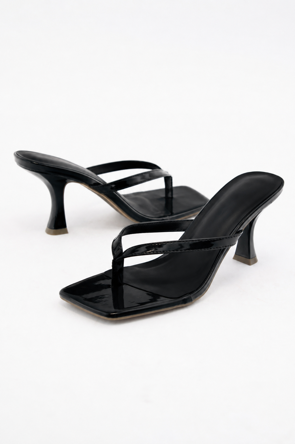 Square Toe Thong Strap Kitten Heel