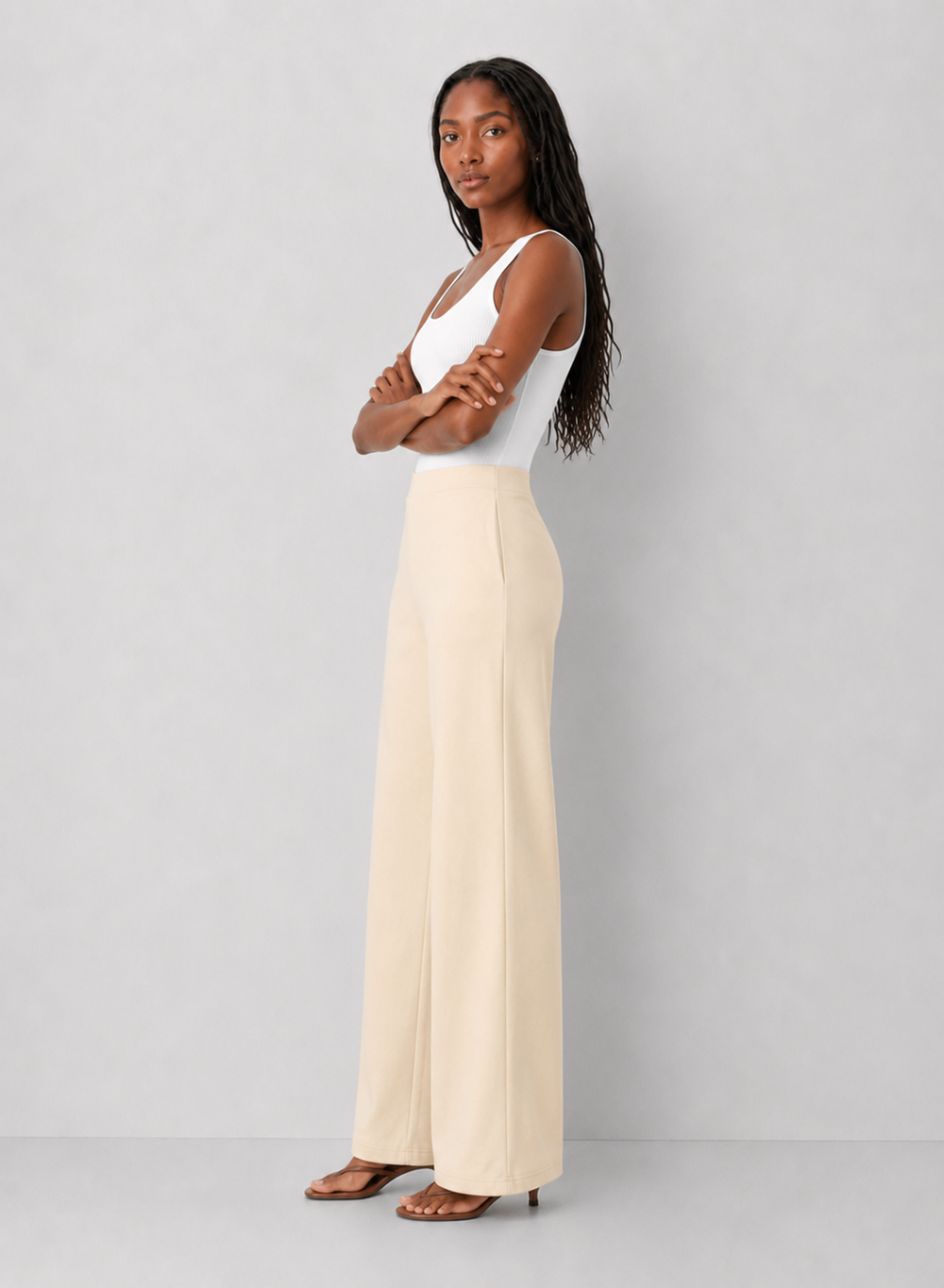 High-waisted Wide-leg Pants In Premium Stretch - FINAL SALE