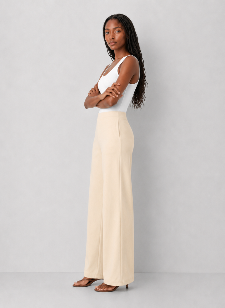 High-waisted Wide-leg Pants In Premium Stretch - FINAL SALE