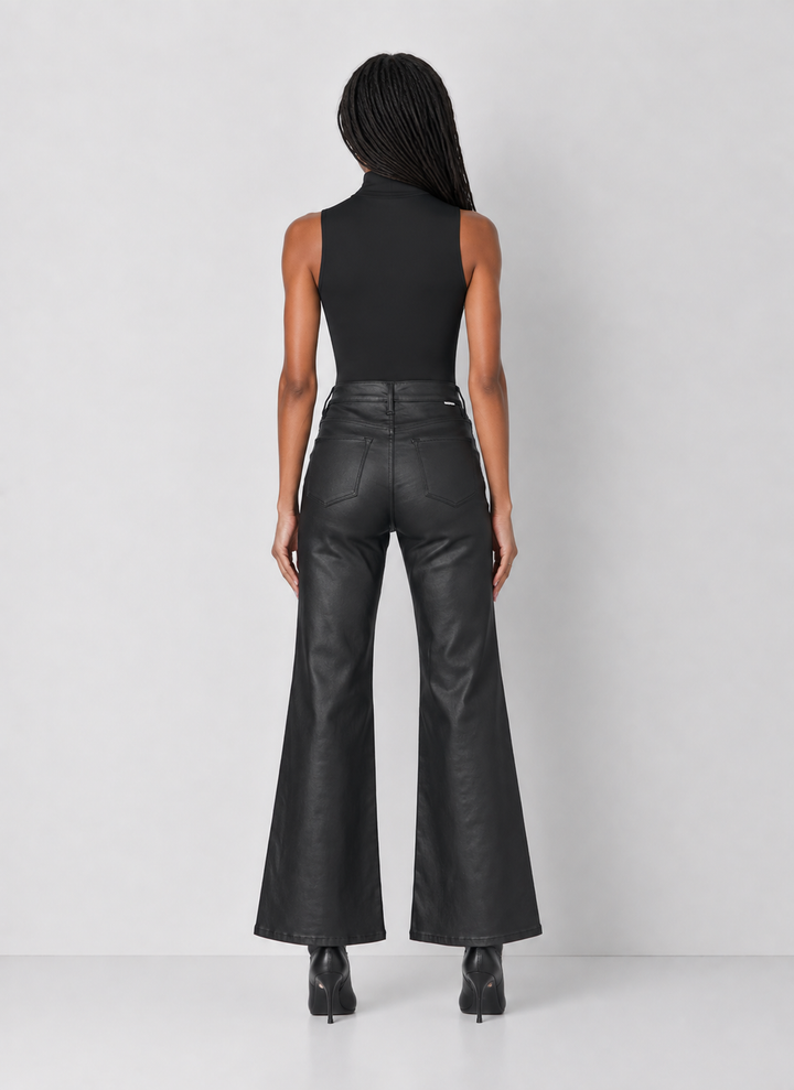 Dear John Fiona Leather Wide Leg Pants - Black