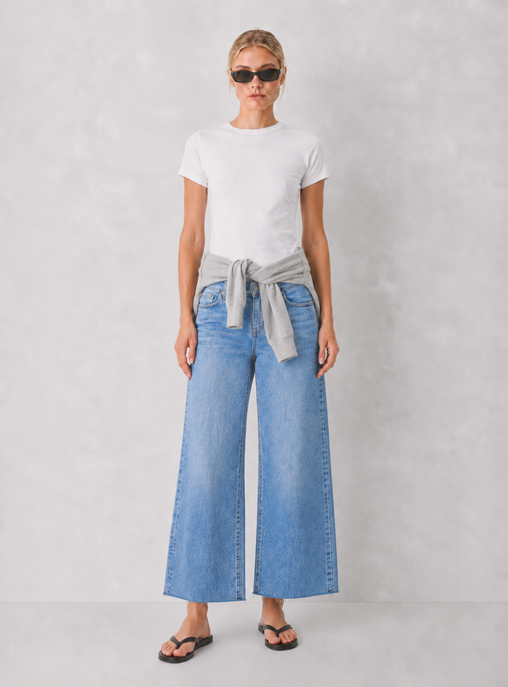 Just Black Denim Slim Cropped Wide Leg Jeans