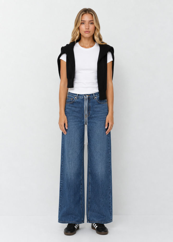 Habitual Jade Drawstring Wide Leg Jeans