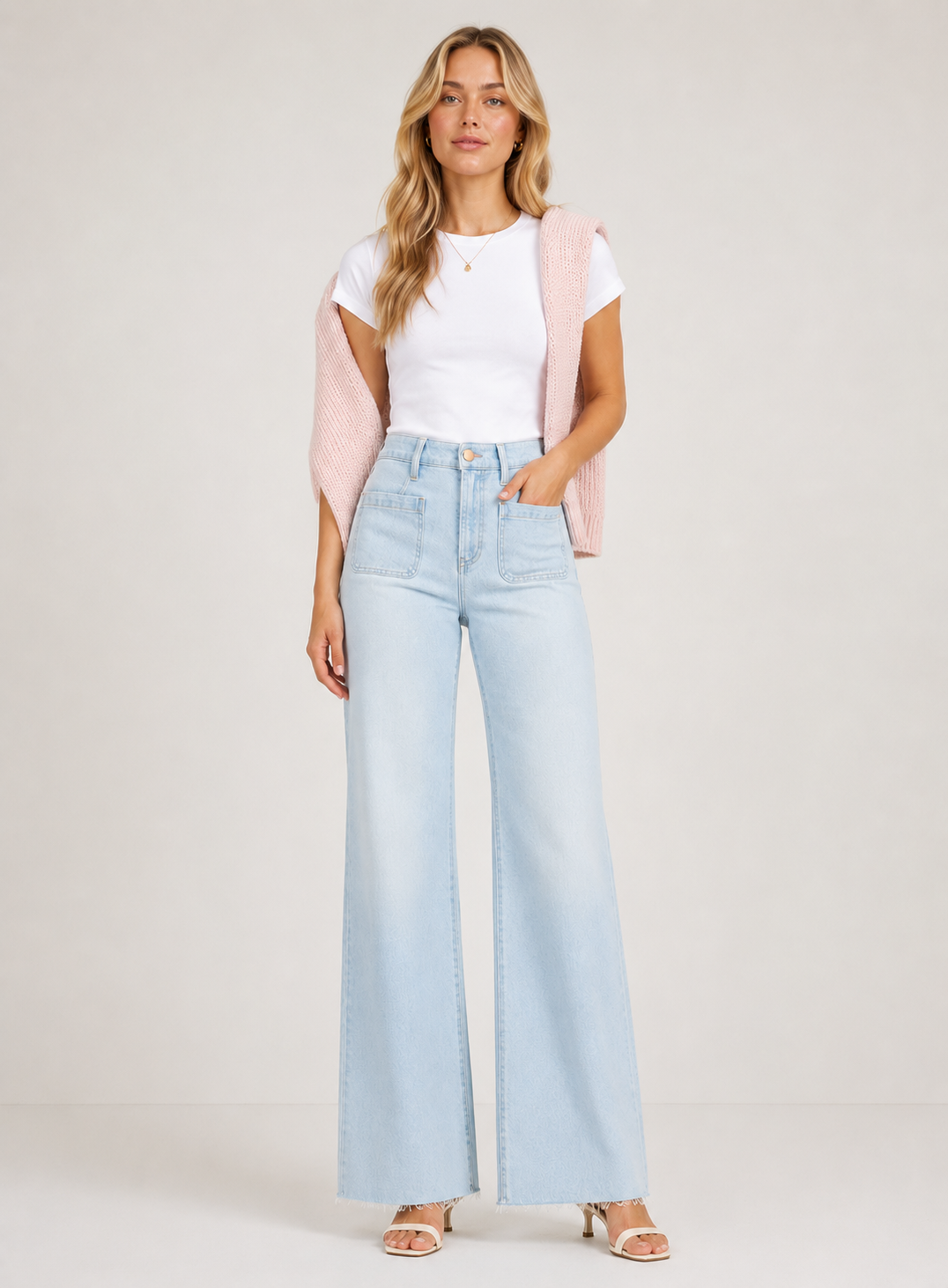 Dear John Denim Wide Leg Front Pocket Jeans - Micah - Misty Cloud