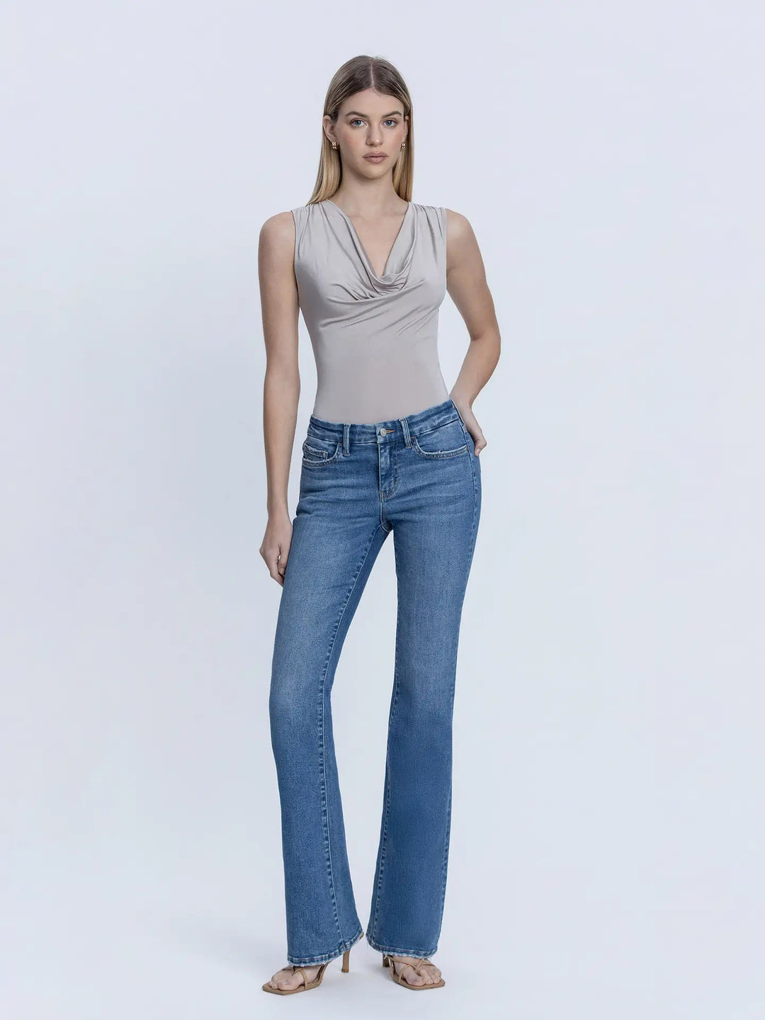 Reis Mid Rise Seamless Waistband Boot Cut Jeans