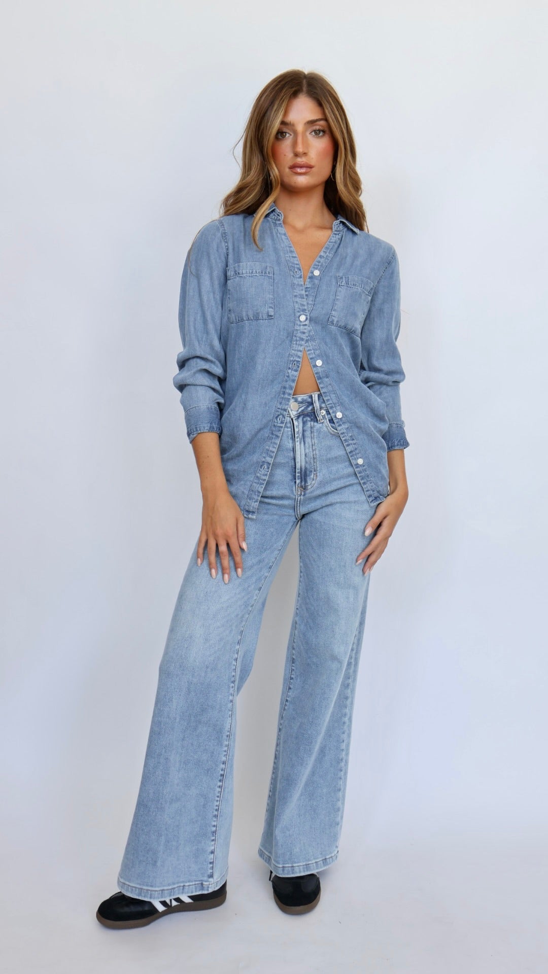 Dear John Denim Fiona Wide Leg Jeans Bluewood
