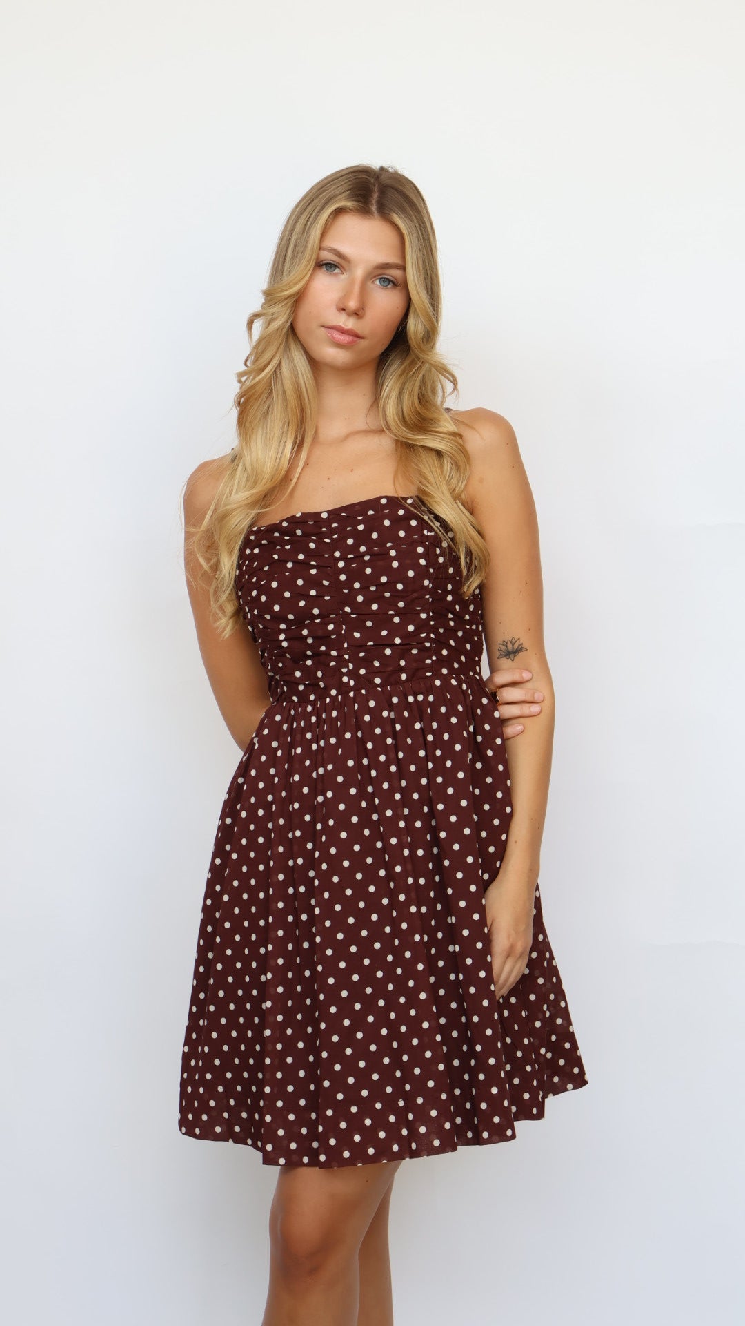 Pinch Fit and Flare Polka Dot Mini Dress