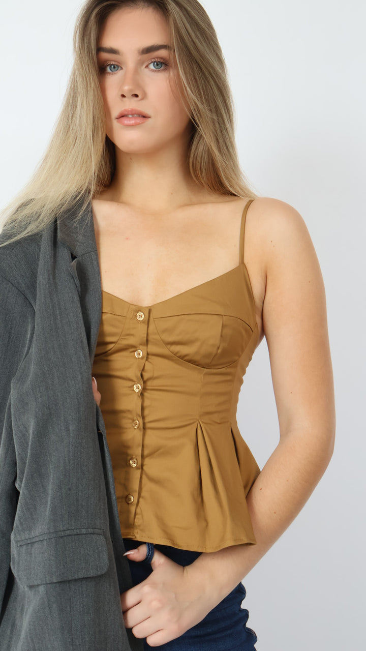Button Front Bustier Top