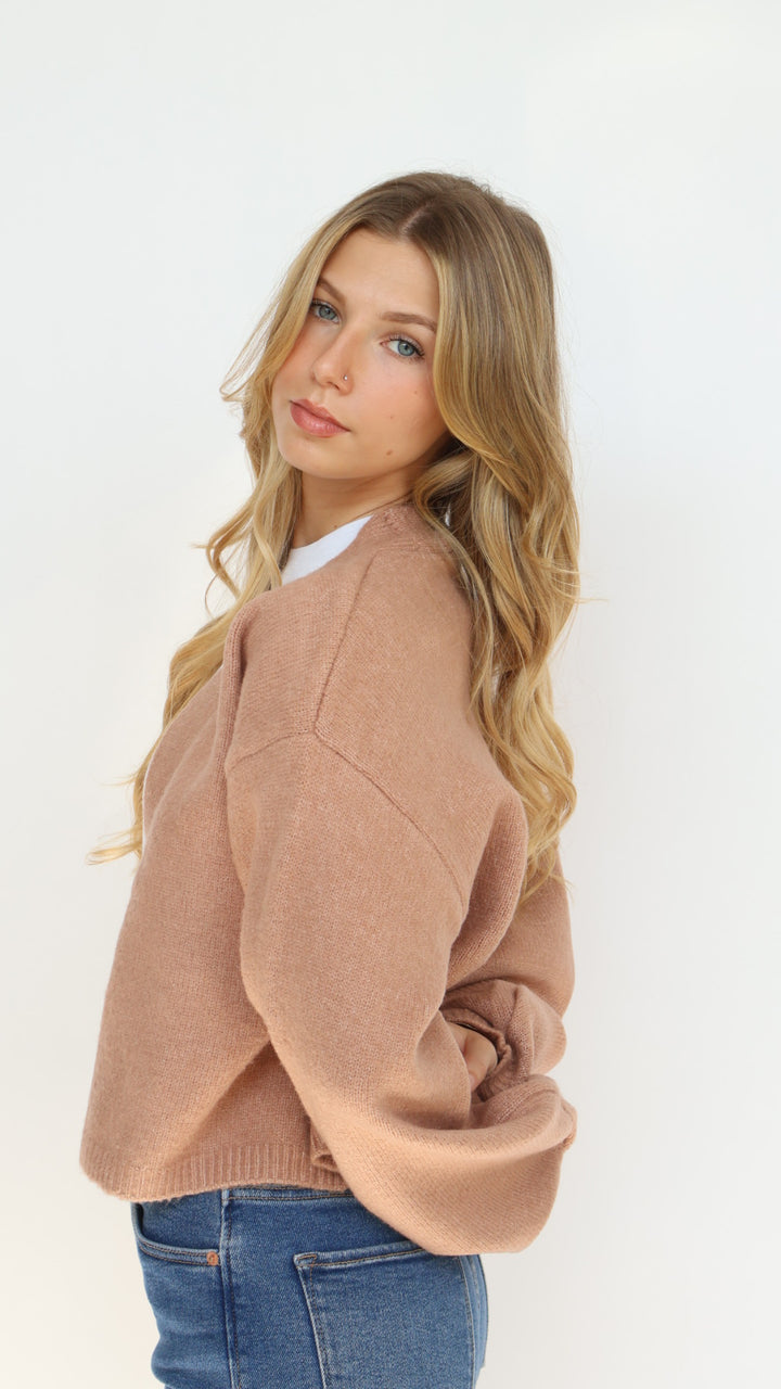 Open Front Crop Cardigan Sweater