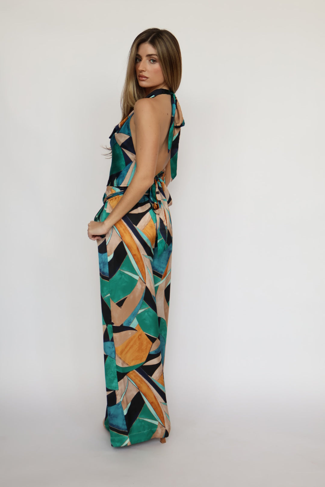 Tropical Printed Wide Leg Palazzo Pants