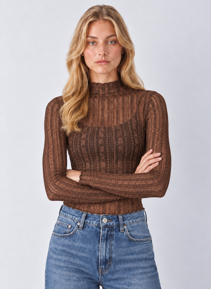 Sheer Lace Long Sleeve Top