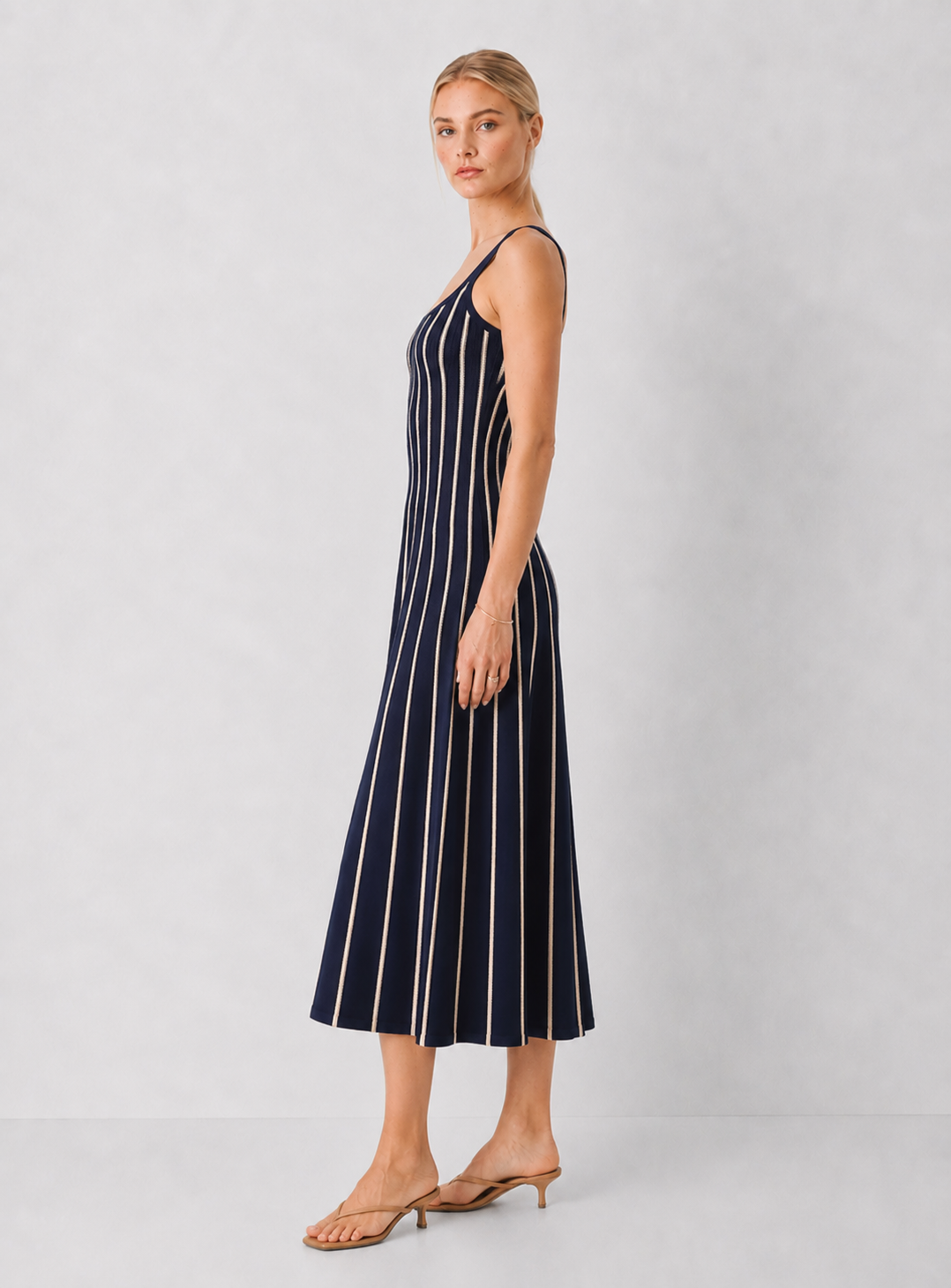 ASTR Irecia Striped Knit Midi Dress