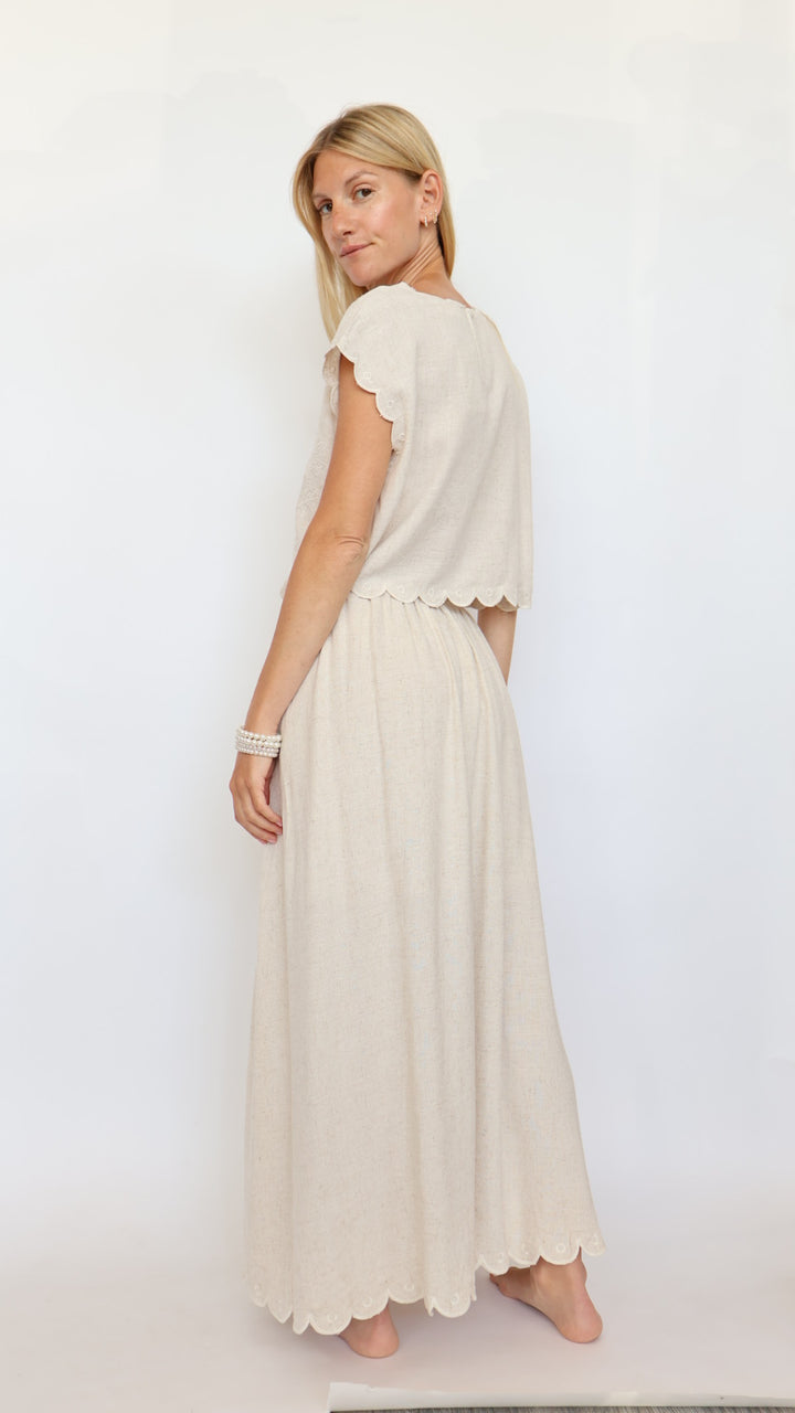 Scalloped Edge Maxi Skirt