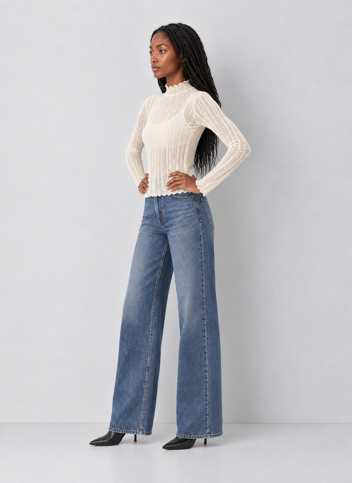 Sheer Lace Long Sleeve Top