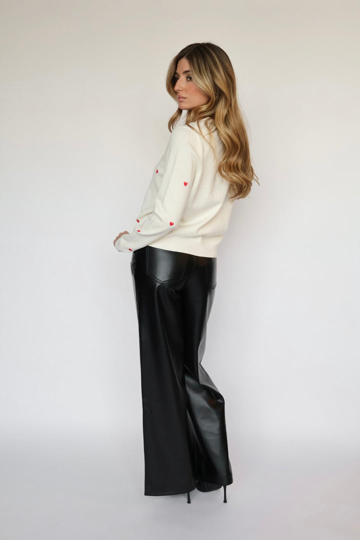 Heart Embroidery Sweater Top