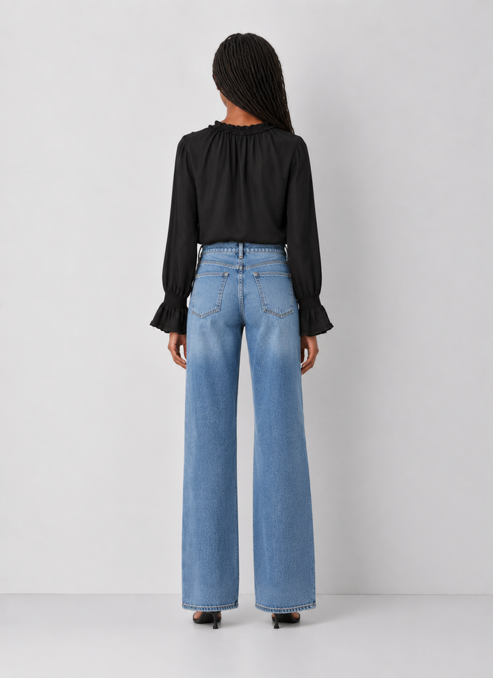 Ruffle Tie Neck Blouse