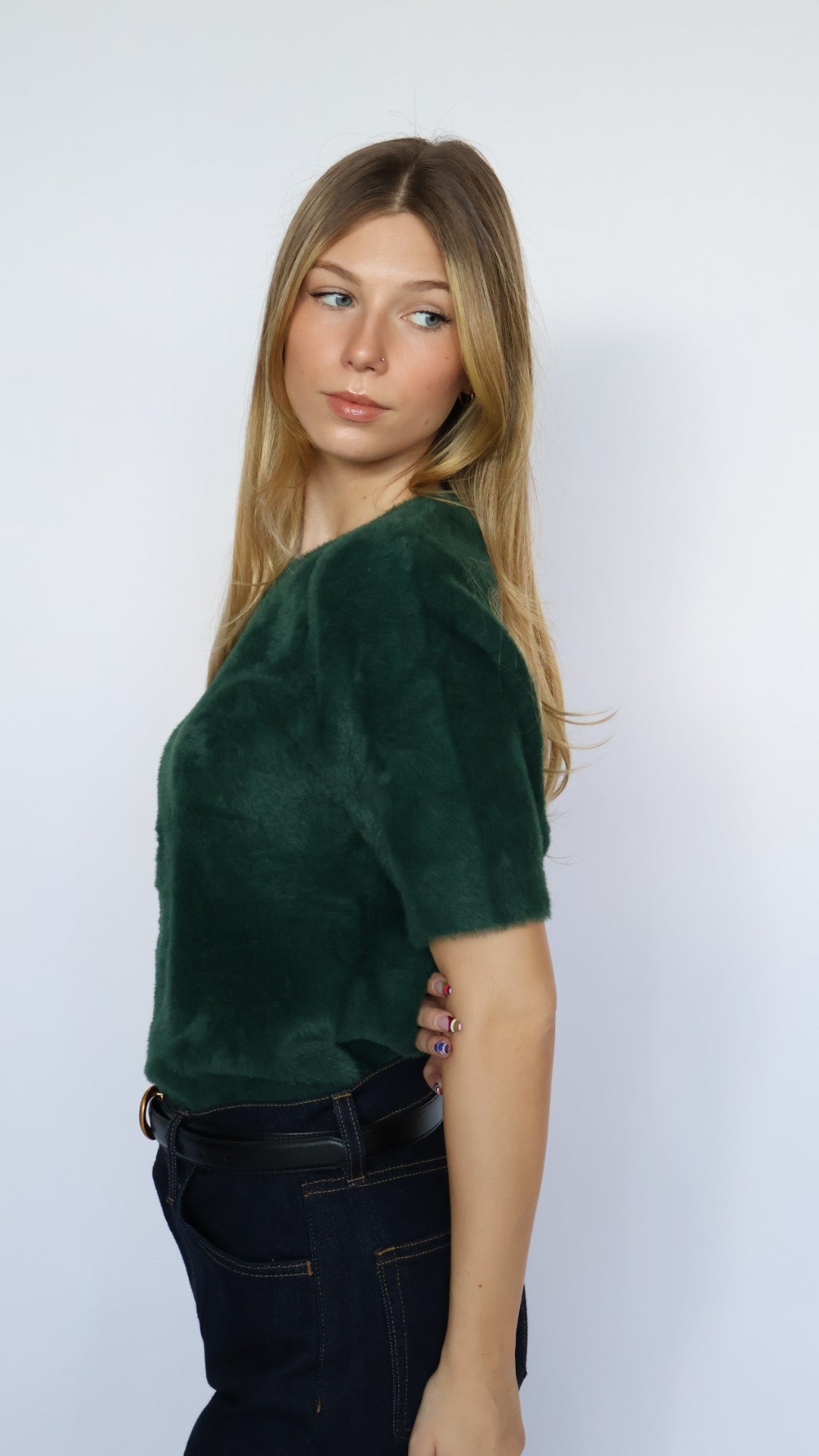 Susie Fluffy Short Sleeve Sweater