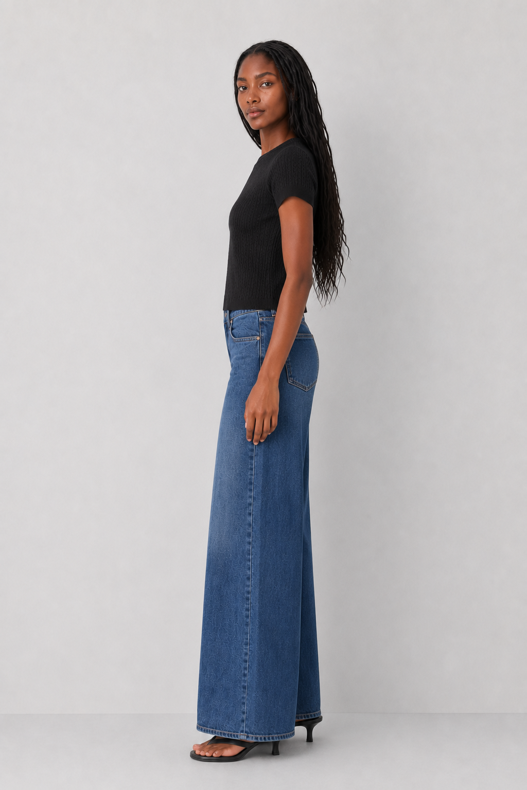 Pointelle Cable Knit Sweater