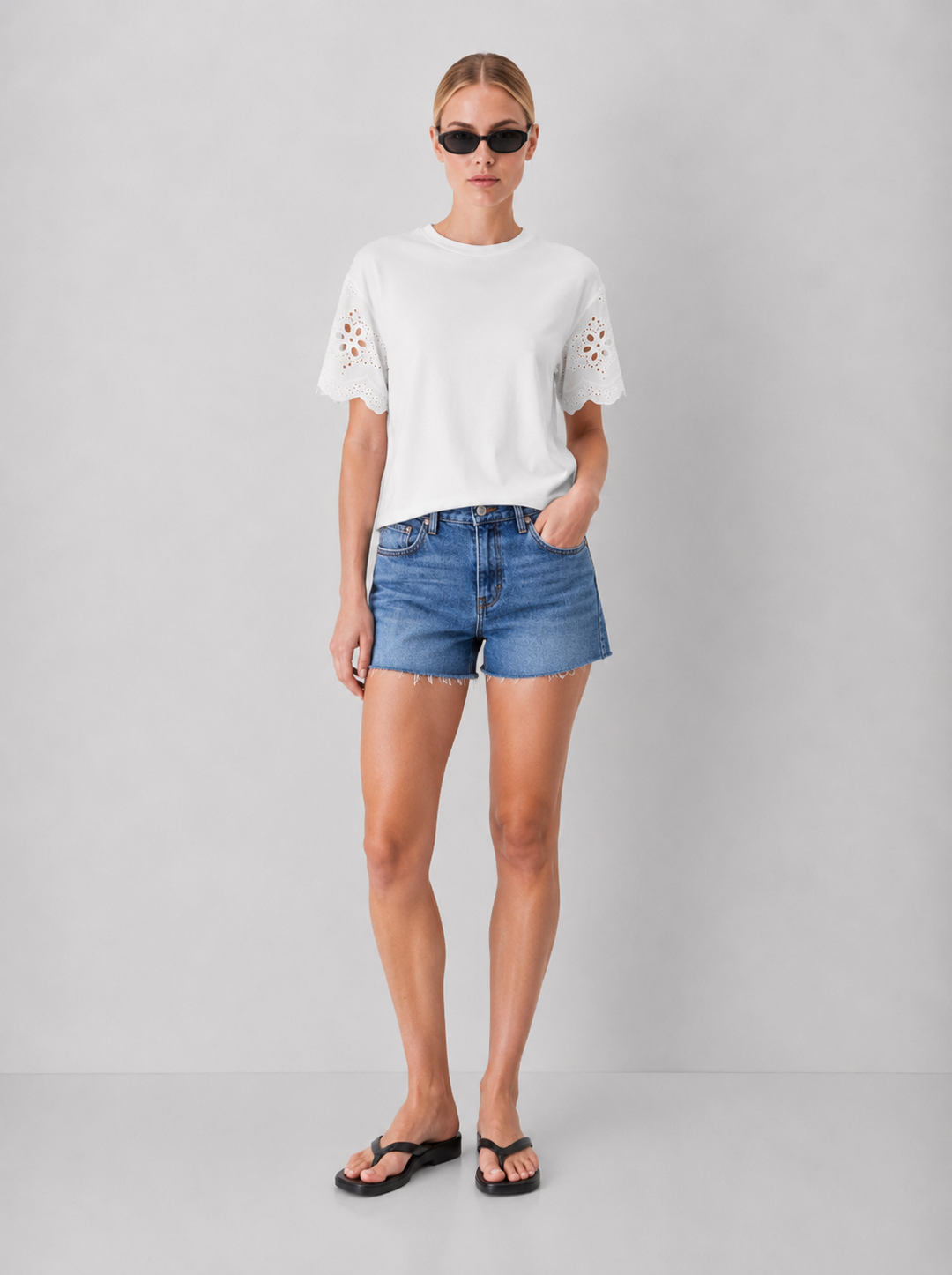 Eyelet Sleeve T-Shirt