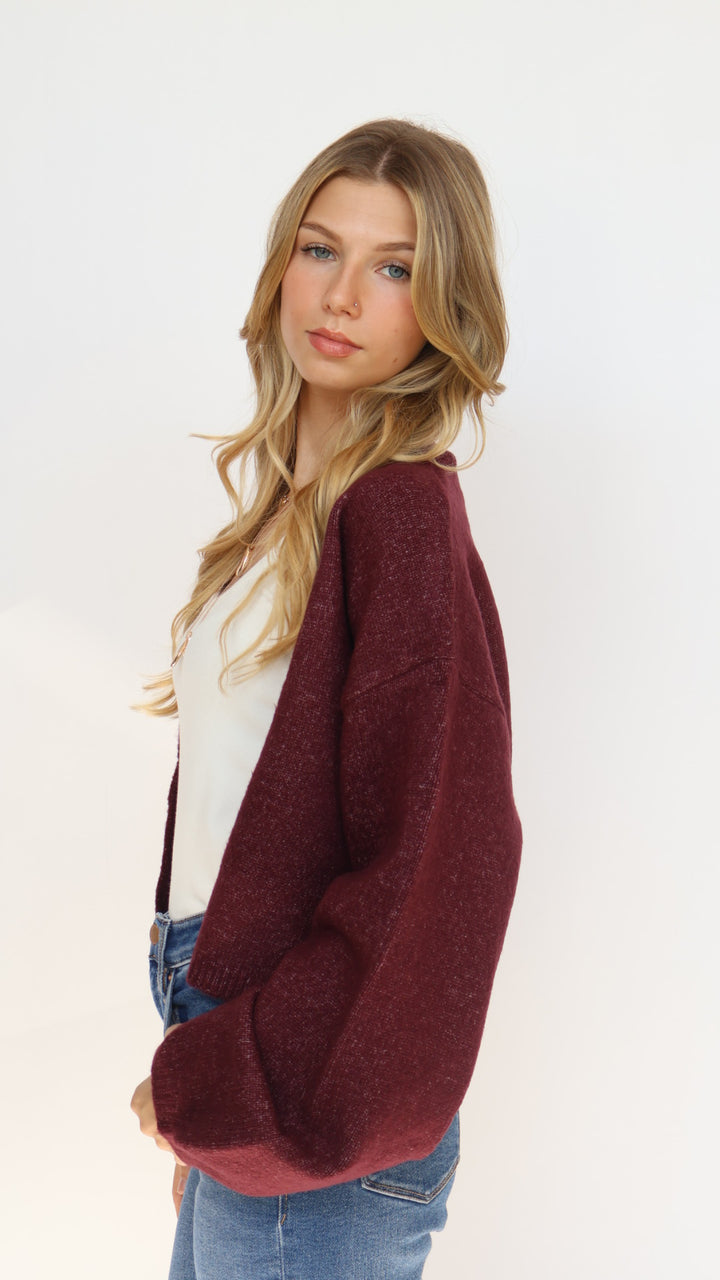 Open Front Crop Cardigan Sweater