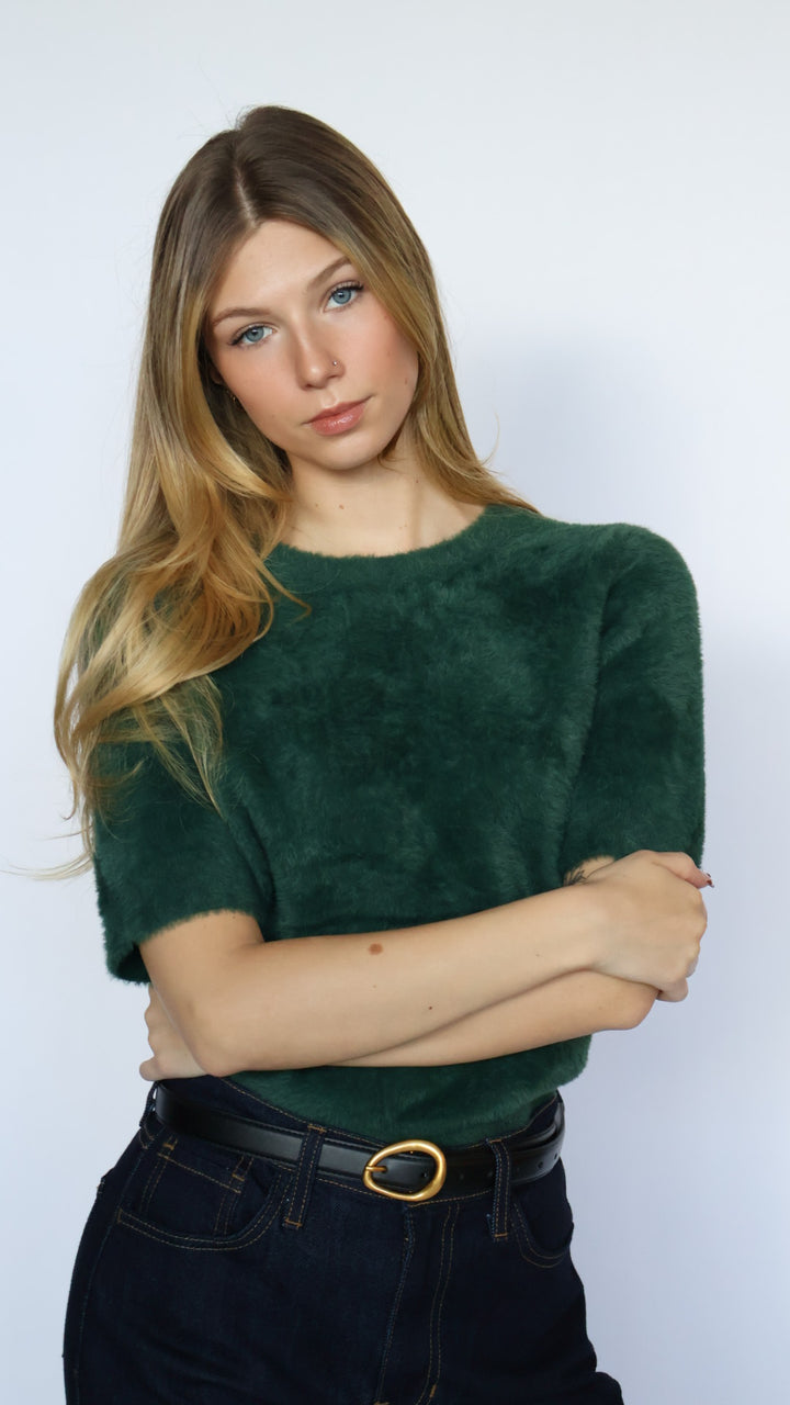 Susie Fluffy Short Sleeve Sweater