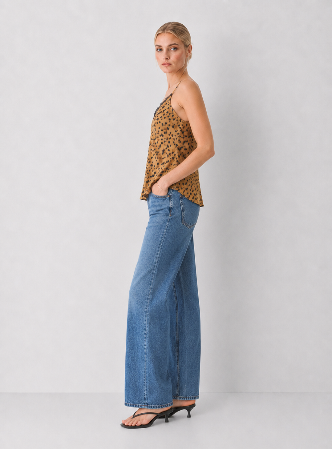 Leopard Print Lace Trim Cami