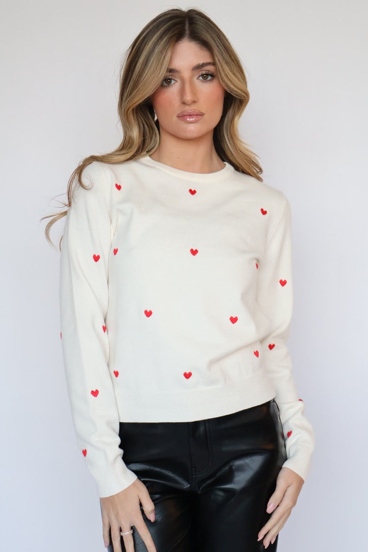 Heart Embroidery Sweater Top