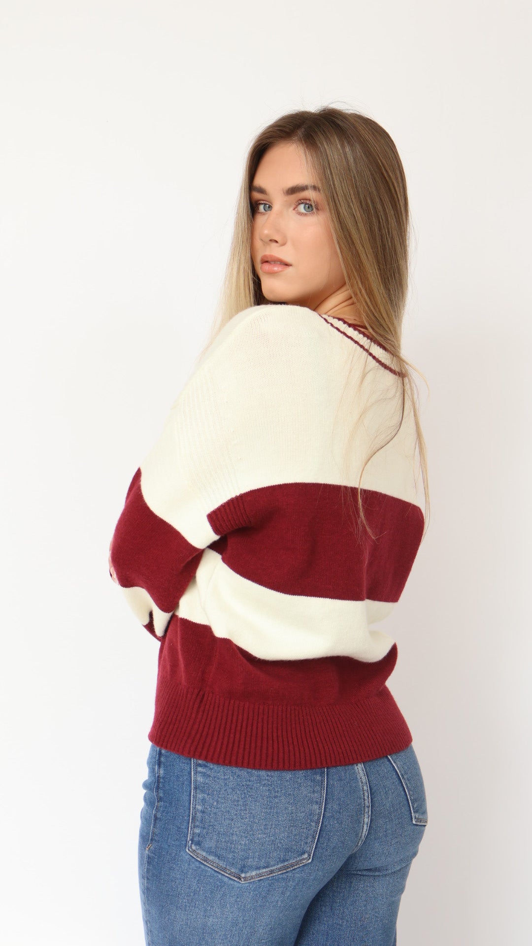 Thread & Supply Tabitha Burgundy Stripe Sweater