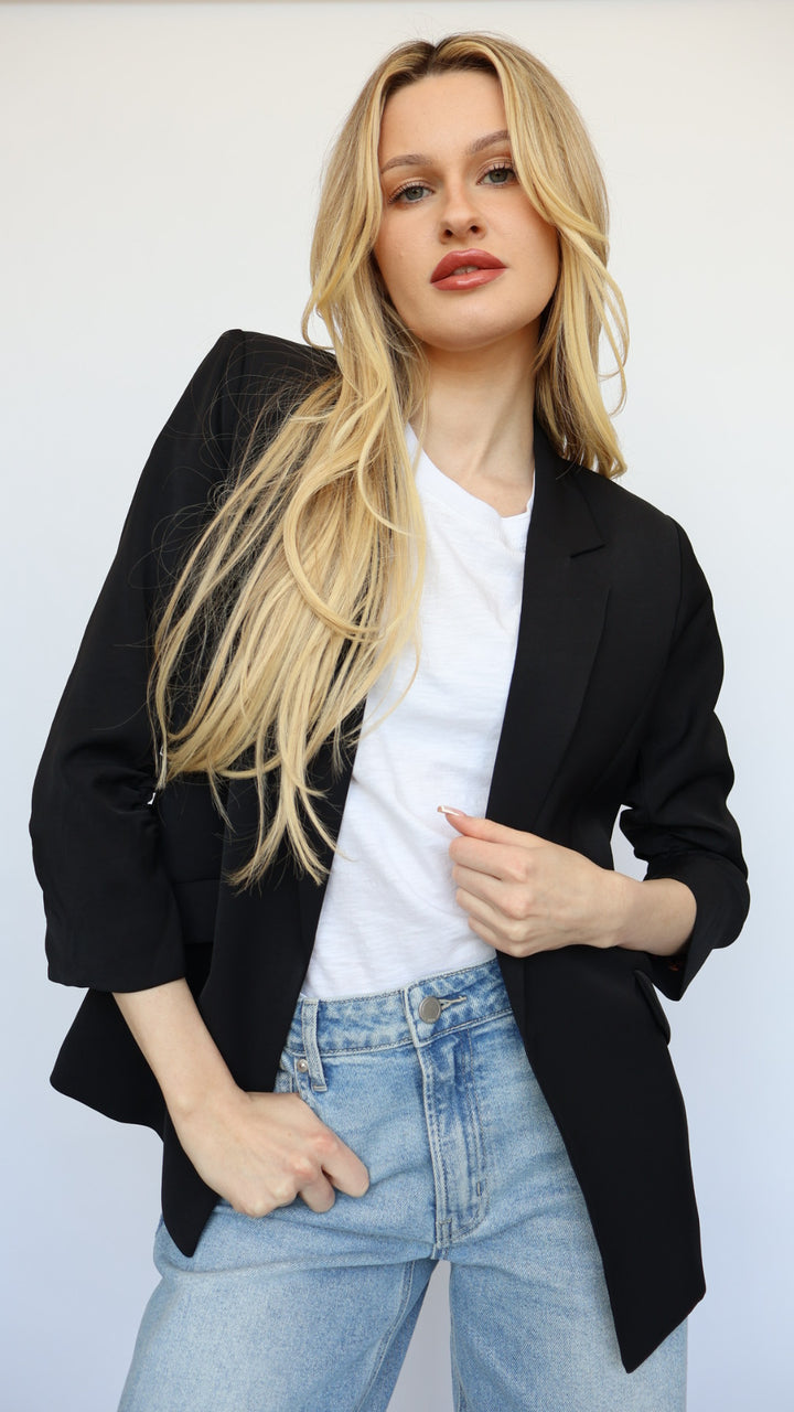 Ruched Sleeve Blazer