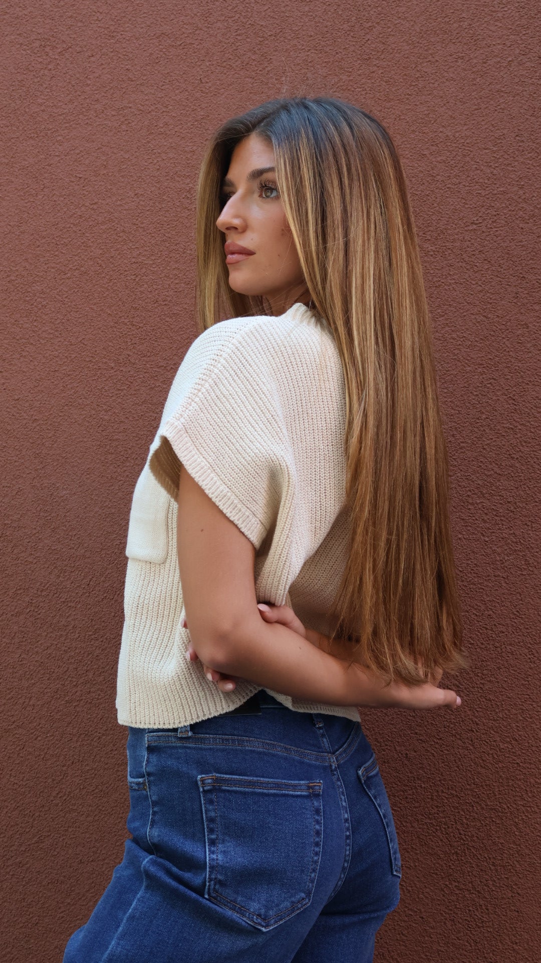 Elan Cap Sleeve Pocket Sweater