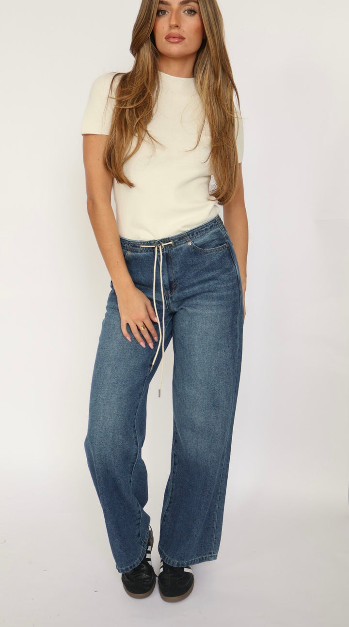 Habitual Jade Drawstring Wide Leg Jeans