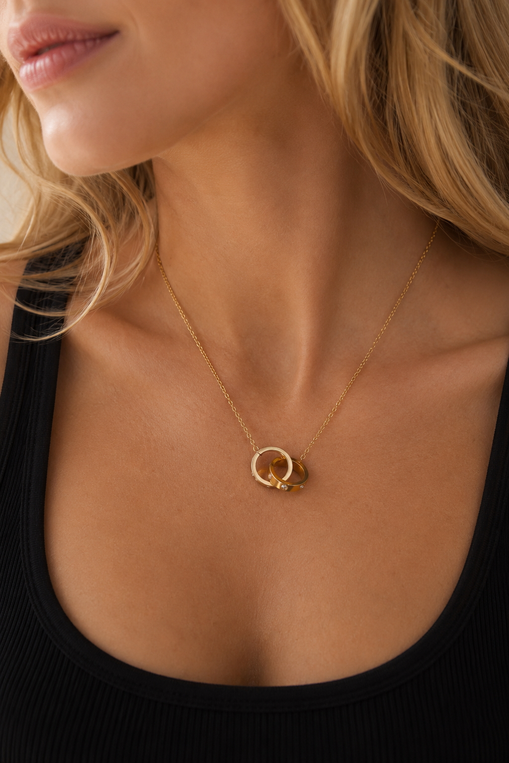 Double Circle Pendant Necklace